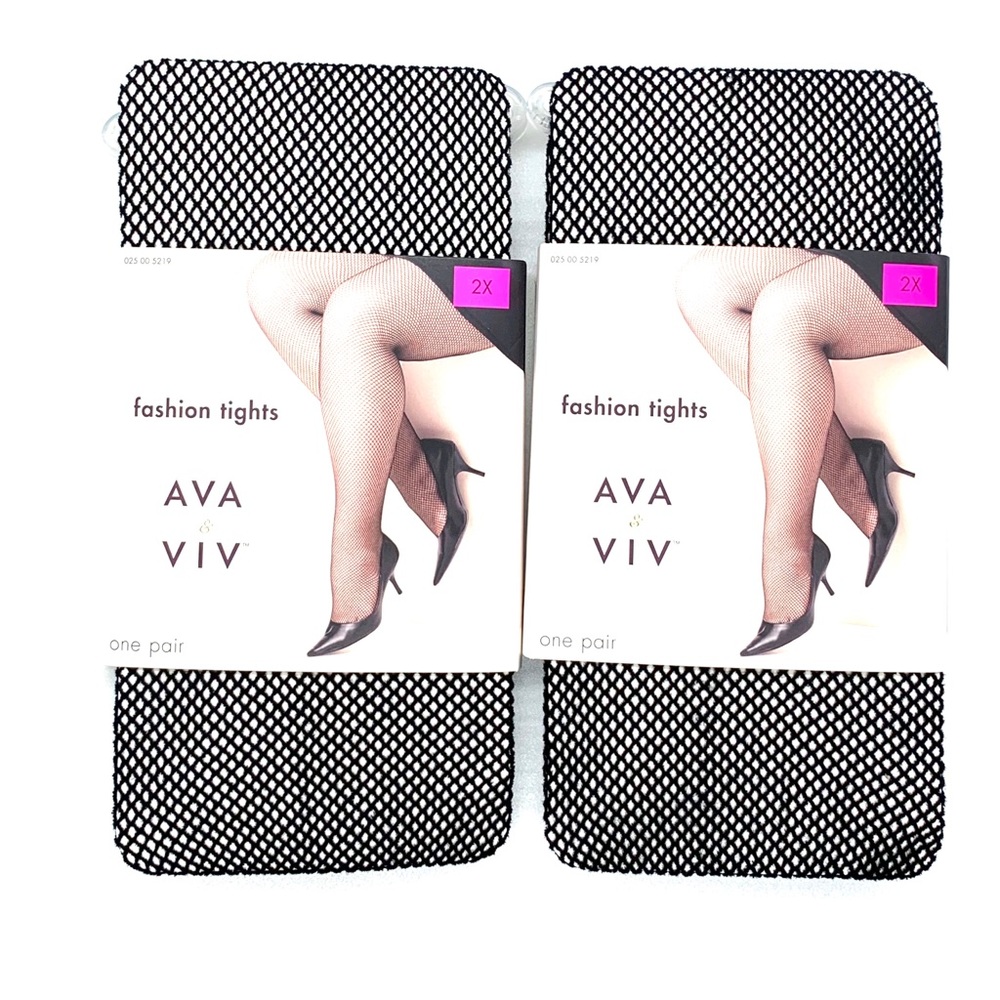 Ava & Viv Black Mesh  Fashion Tights Size 2XL(2pk)